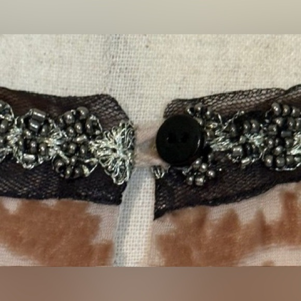 SUNDANCE Champagne Dreams Damask Floral Velvet Dress Beaded Boho 8 Romantic Chic - Picture 13 of 16